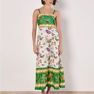 Floral Green and White Midi Dress